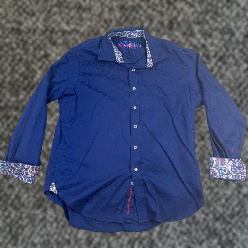 Robert Graham VINTAGE Robert Graham Shirt Mens XL Long Sleeve Button-Up Paisley Navy Business Casual Classic Fit Size US XL / EU 56 / 4 - 1 Thumbnail