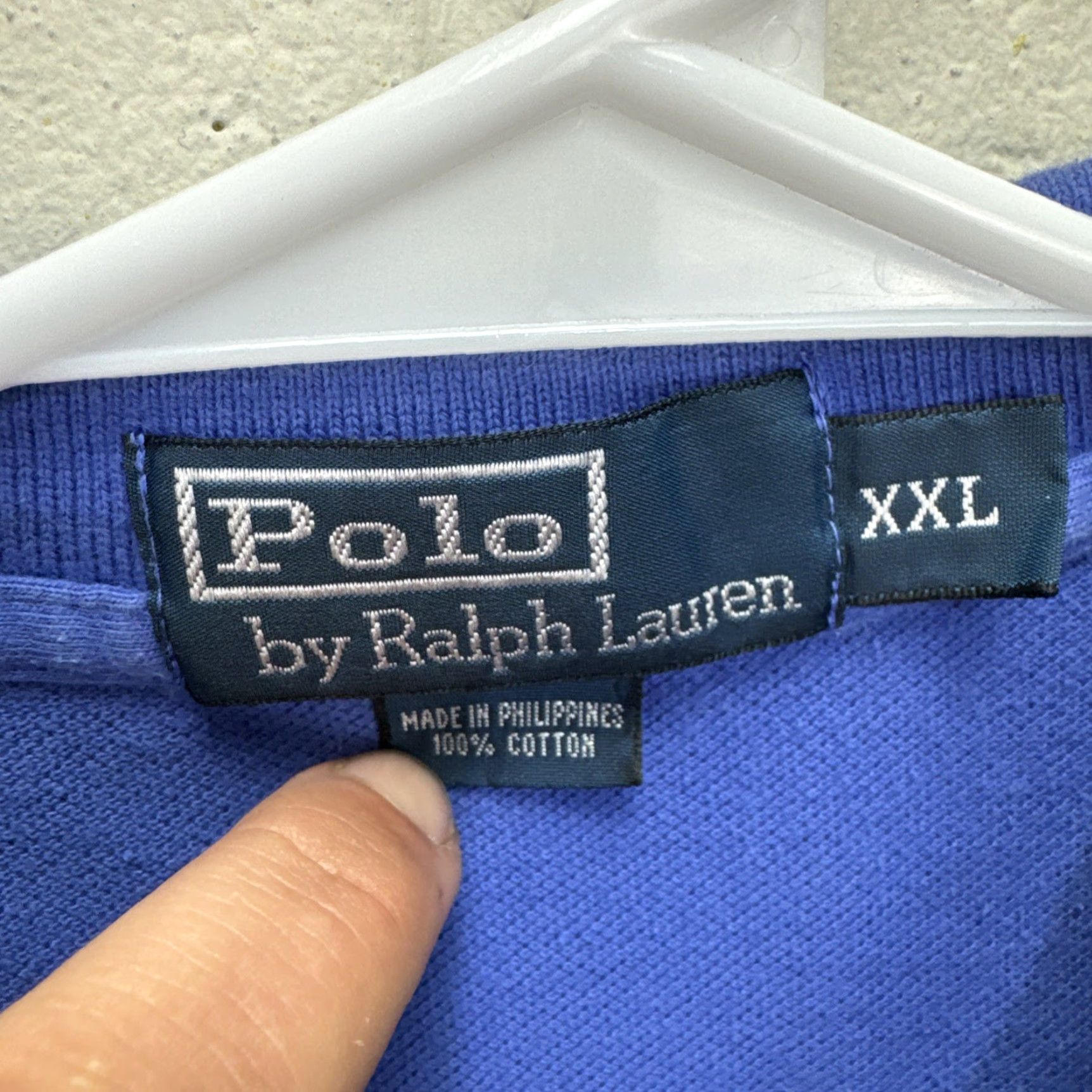 Polo Ralph Lauren VINTAGE Polo Ralph Lauren Men's Polo Shirt 2XL Blue Short Sleeve Casual All Seasons Logo 80s 90s Size US XXL / EU 58 / 5 - 2 Thumbnail
