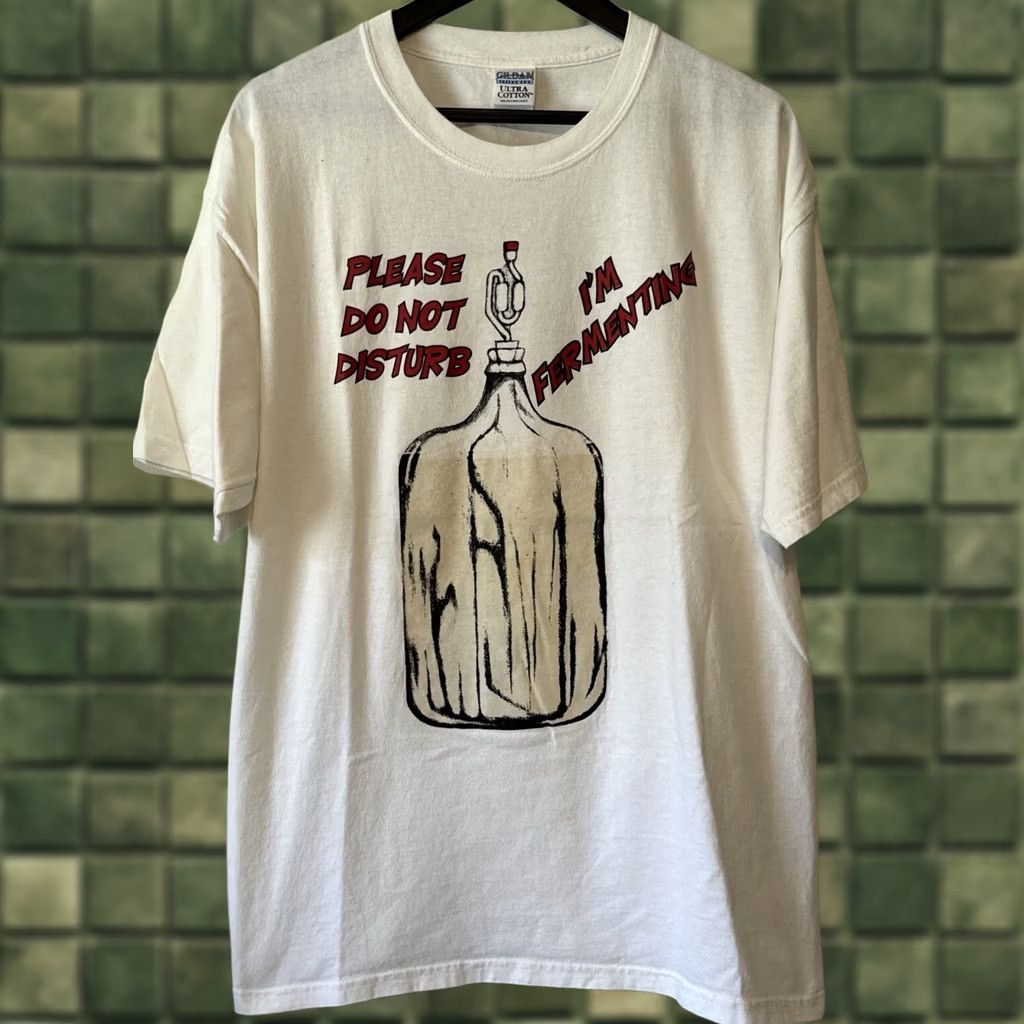 Gildan VINTAGE Beer Brewing T Shirt Homebrew Do Not Disturb Fermenting XL White 90s Mens Size US XL / EU 56 / 4 - 1 Thumbnail