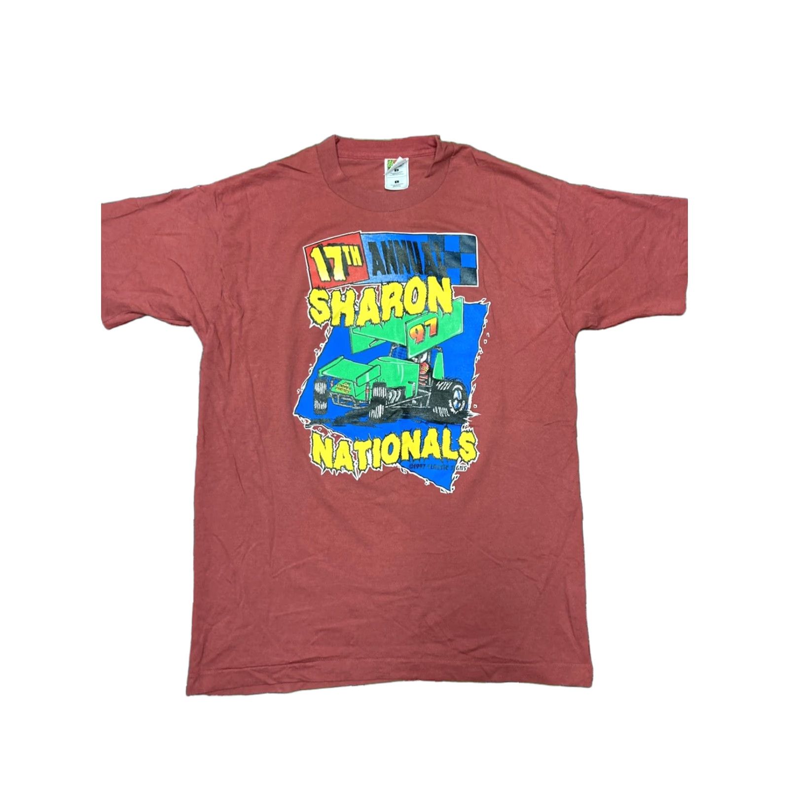 Vintage VINTAGE dirt racing shirt track race 1997 Sharon Nationals Jim Cooper NOS Large T-Shirt Mens L Red Size US L / EU 52-54 / 3 - 1 Thumbnail
