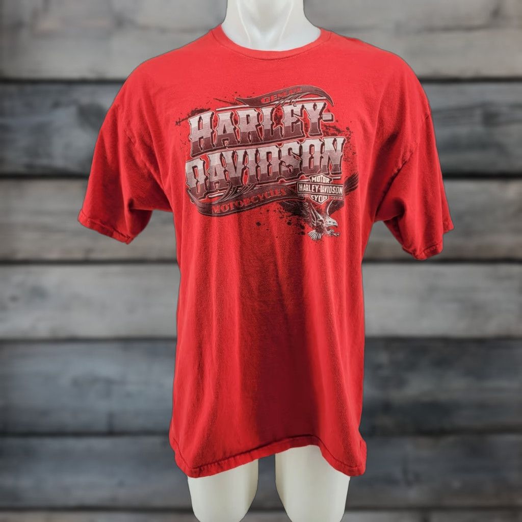 Harley Davidson Harley-Davidson T-Shirt Mens XL Red Short Sleeve Crew Neck Graphic Print Logo Vintage: No, Natchez Trace, Tuscumbia, Alabama Theme Biker, Motorcycle Size US XL / EU 56 / 4 - 1 Thumbnail