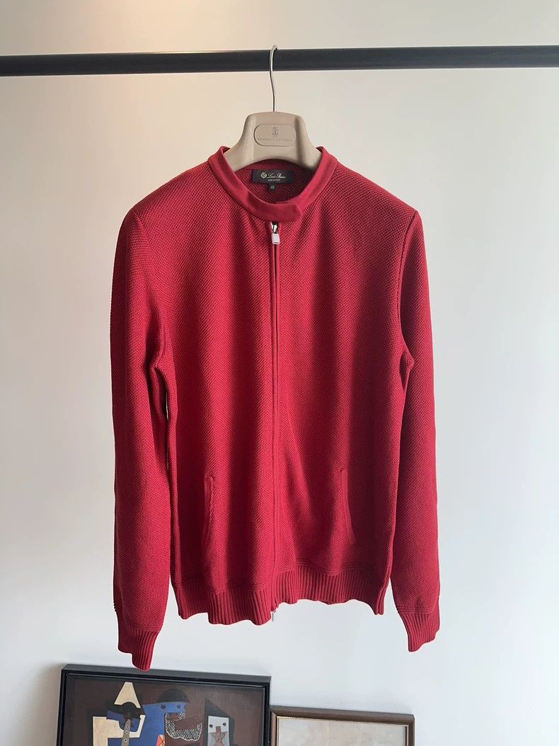 Loro Piana Red Knit Zip Jacket