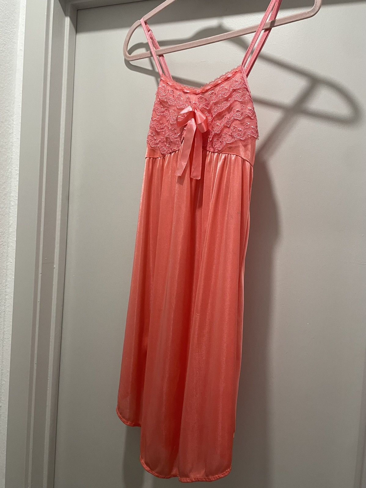 Vintage VTG Coquette Coral Pink Lace Spaghetti Strap Cami Slip Dress Size S / US 4 / IT 40 - 6 Thumbnail