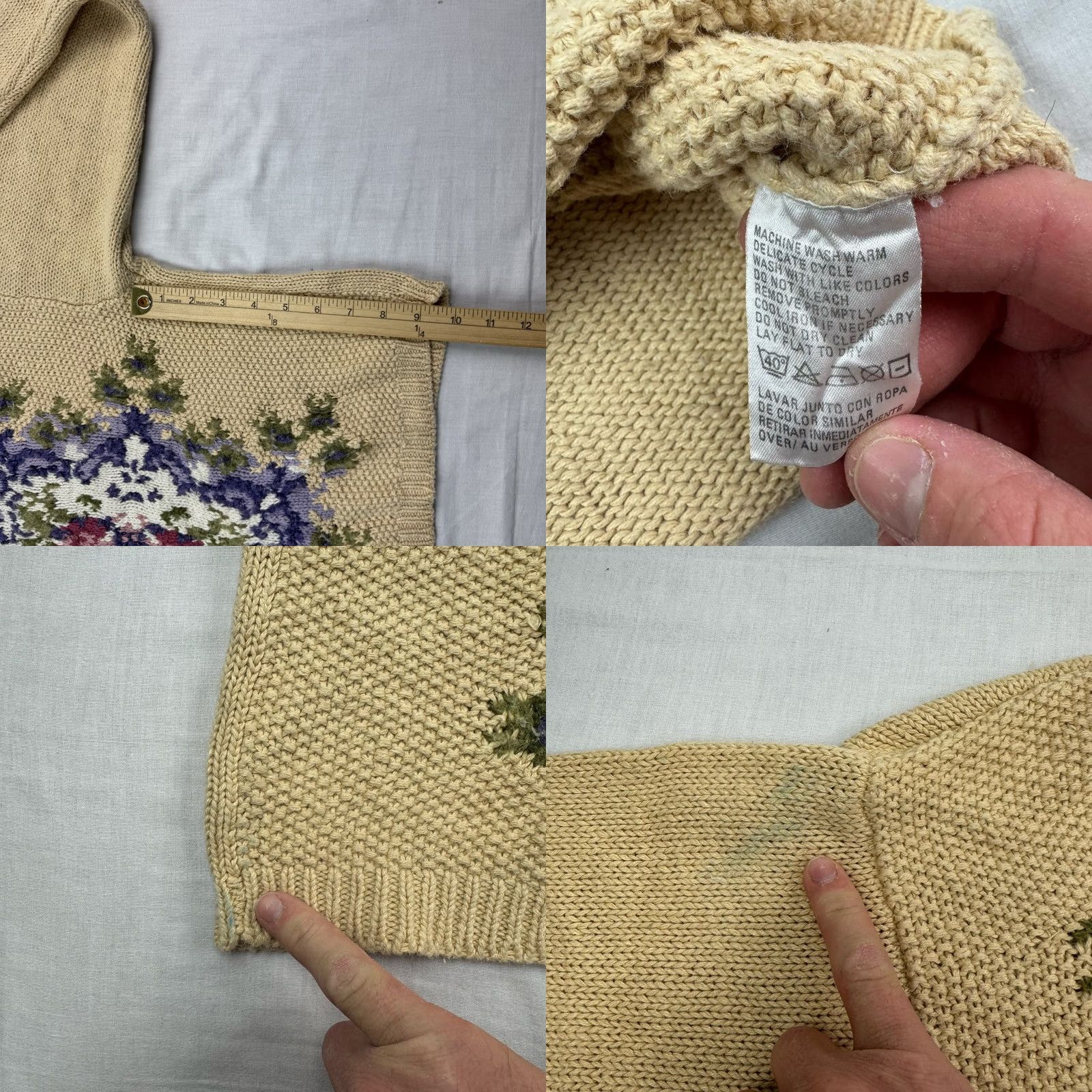 Vintage Vintage Liz Sport Floral Sweater Womens Large Cropped Knit Pullover Nature Y2K Size L / US 10 / IT 46 - 8 Thumbnail