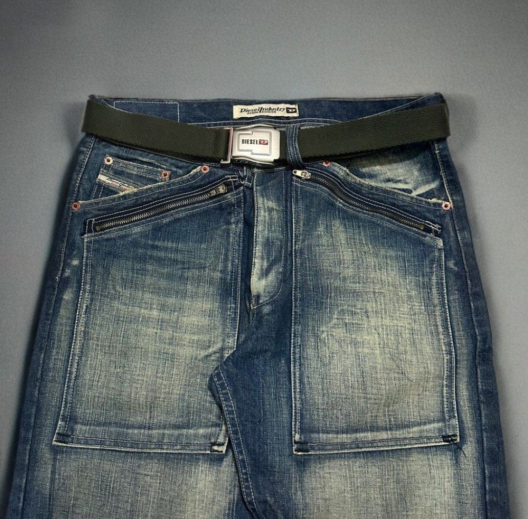 Diesel × Jean × Vintage Y2K Diesel Relaxed Double Thigh Front Pocket Jeans Size US 34 / EU 50 - 4 Thumbnail