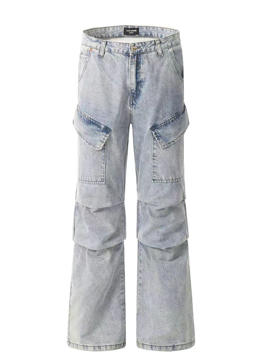 Japanese Brand × Jean Washed street distressed side pocket wide leg jeans Size US 30 / EU 46 - 5 Thumbnail