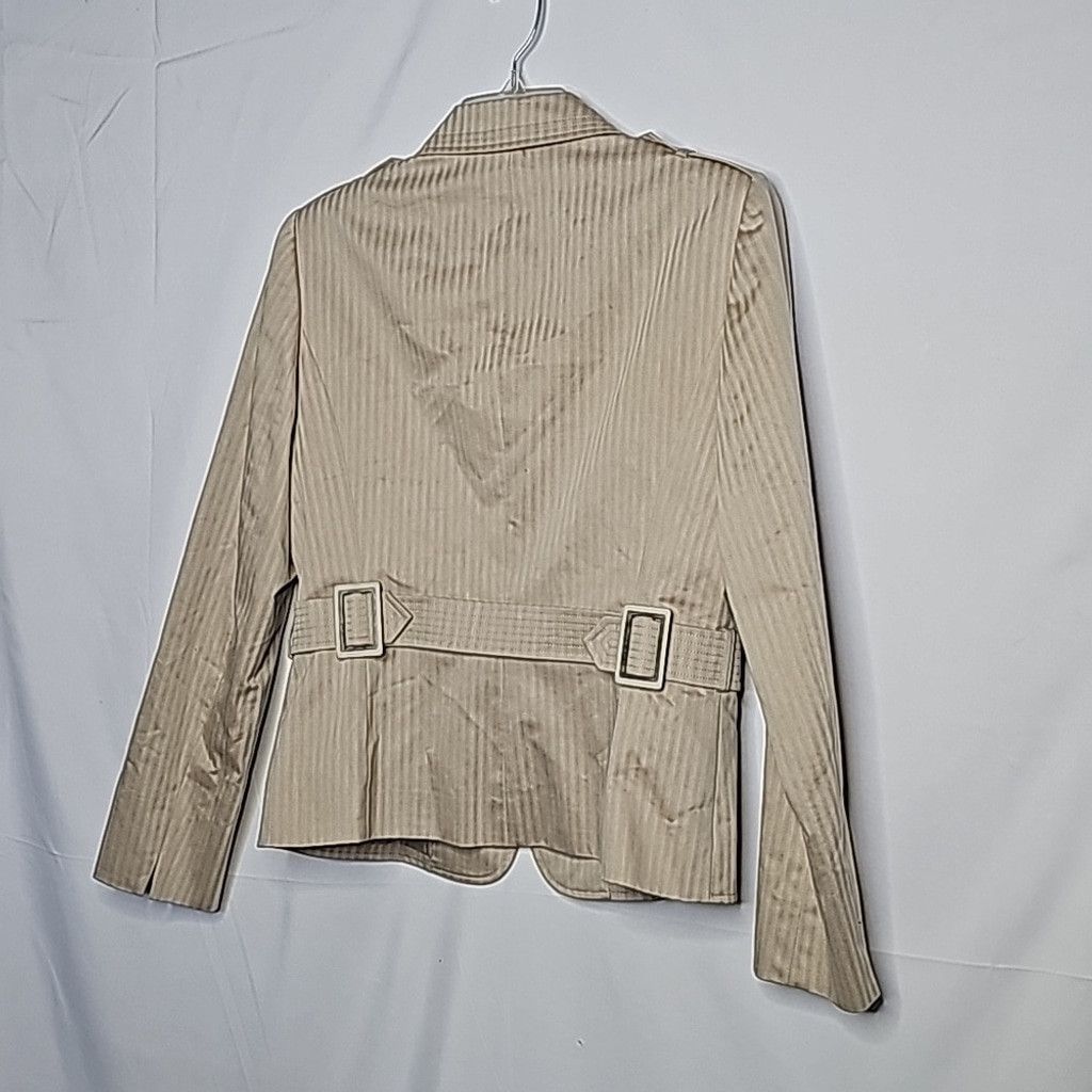 Antonio Melani pinstripe tan 2 pc pants blazer suit set sz 8