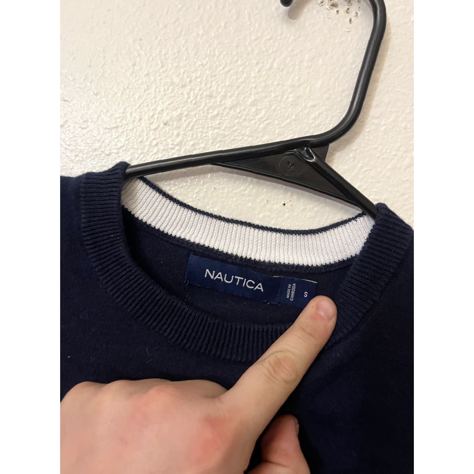 Nautica Nautica Mens Sweater Small Navy Blue Long Sleeve Crew Neck Cotton Logo Pullover Classic Size US S / EU 44-46 / 1 - 2 Thumbnail