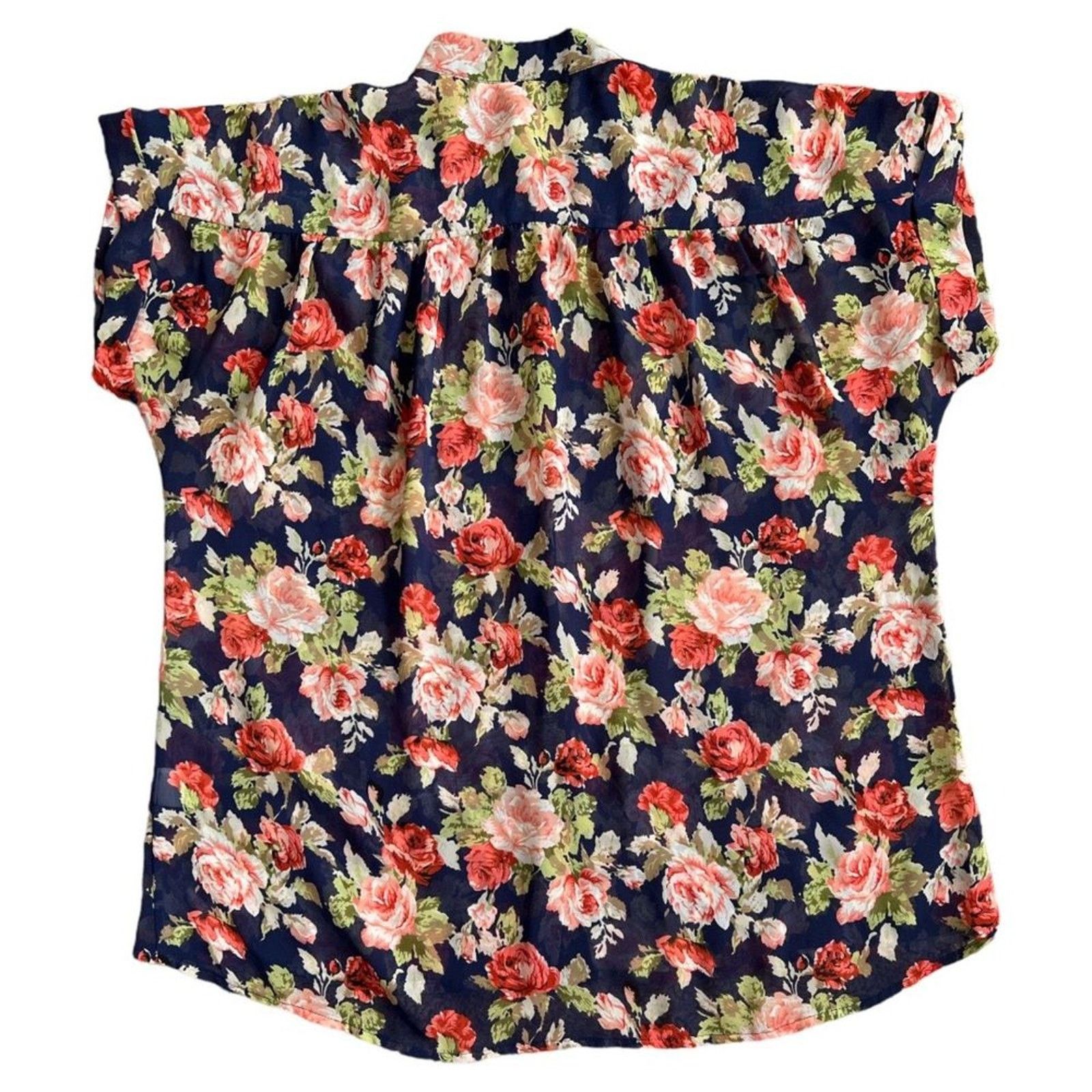 Other Bellatrix Navy Floral Semi Sheer Short Sleeve Top, M Size M / US 6-8 / IT 42-44 - 3 Thumbnail