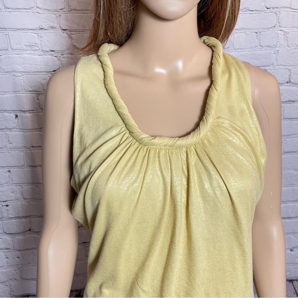 Anne Klein Anne Klein Viscose Blend Sleeveless Yellow Metallic Top Siz Size M / US 6-8 / IT 42-44 - 2 Thumbnail