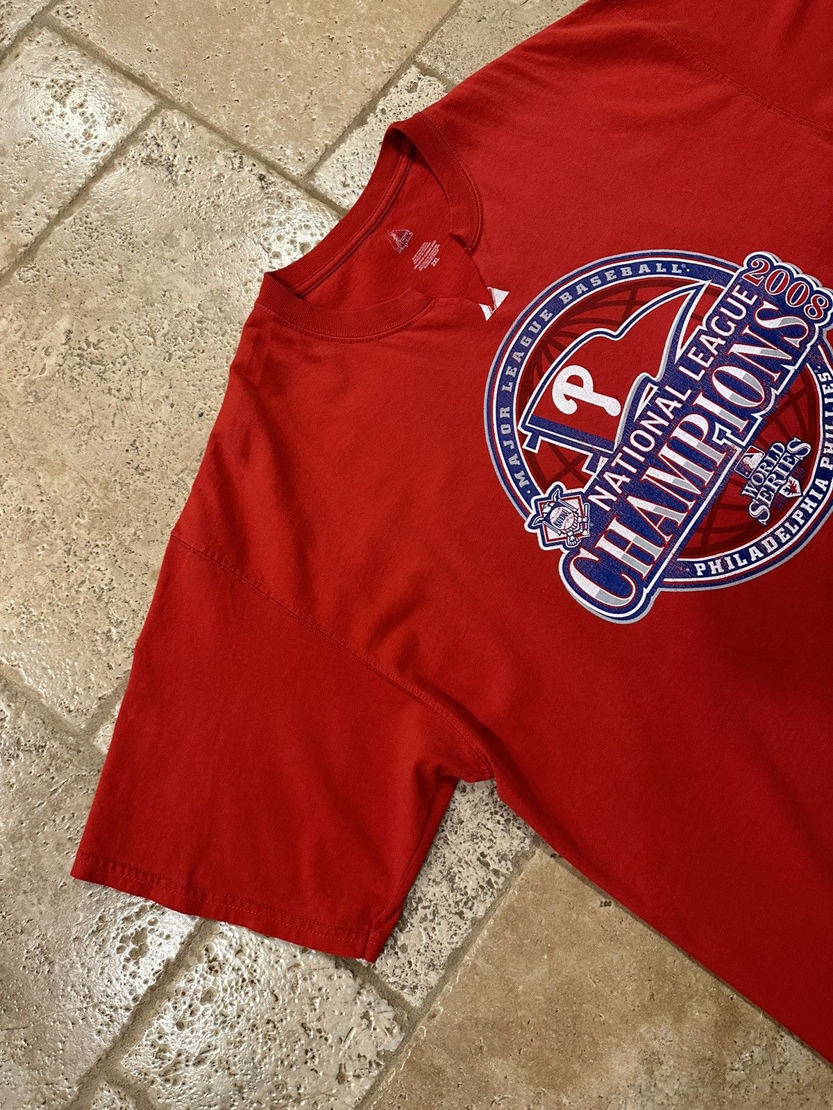 MLB × Majestic × Vintage Vintage Majestic MLB Phillies 2008 World Series Red T-Shirt Size US XXL / EU 58 / 5 - 6 Thumbnail