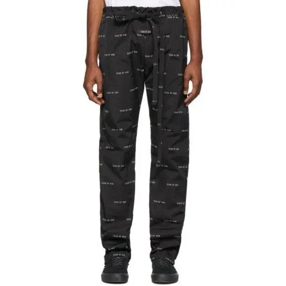 image of Fear Of God Sixth Collection Logo Baggy Lounge Pants XL in Black, Men's (Size 38)