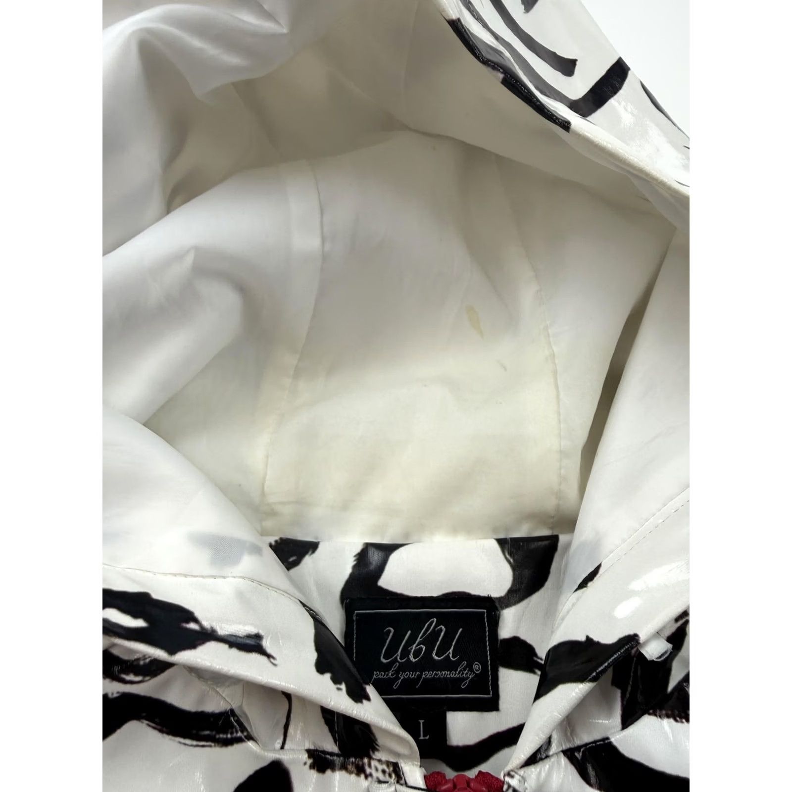 Fubu UbU Coat Womens Large White Leopard Print Hooded Rain Full Zip Jacket Lined Size L / US 10 / IT 46 - 4 Thumbnail
