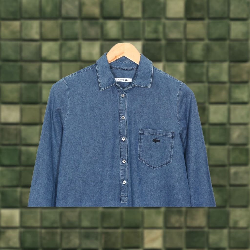 Lacoste LACOSTE Denim Dress Shirt Women 34 Long Sleeve VR2874 Size XXS / US 00 / IT 34 - 1 Thumbnail