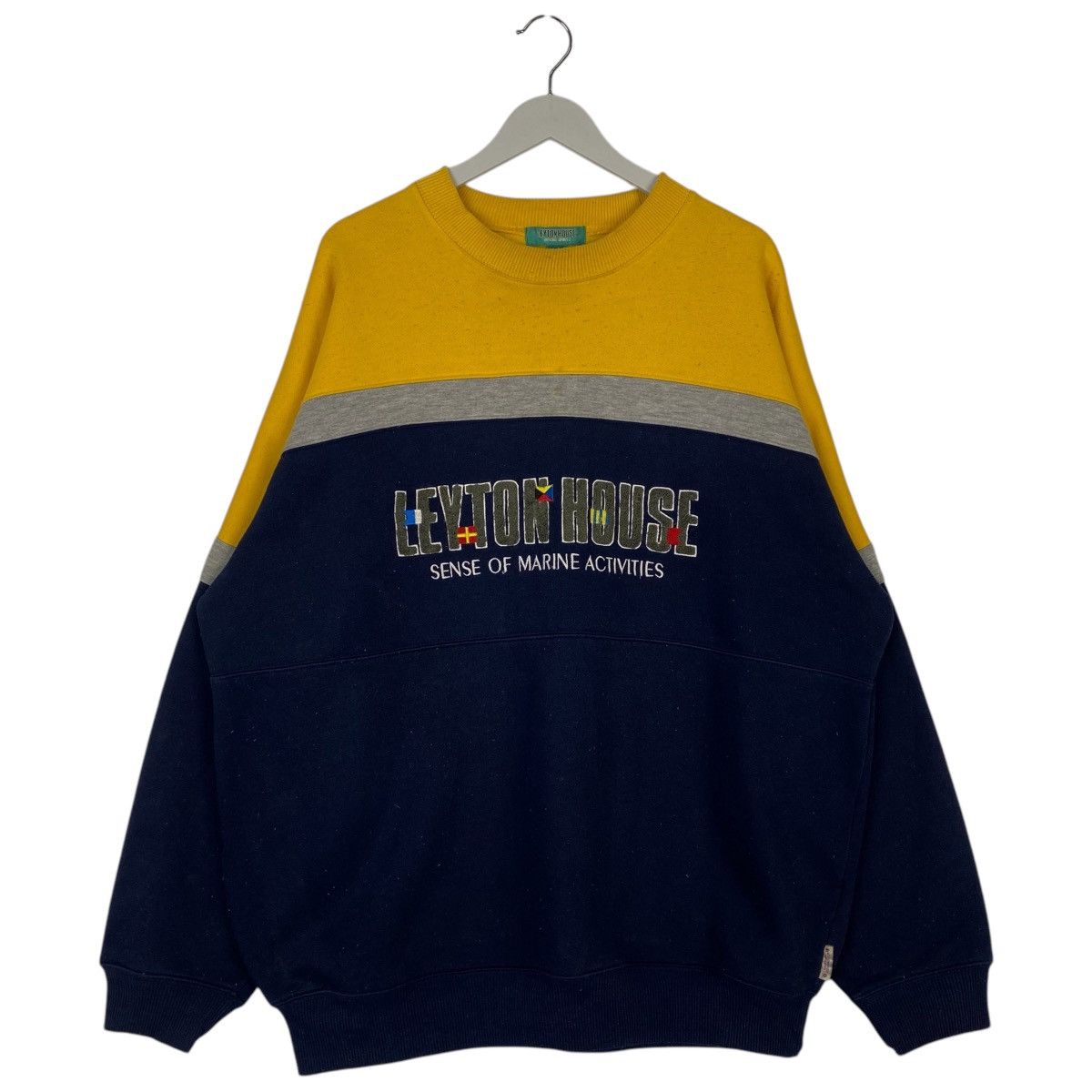 Vintage Vintage Leyton House Big Embroidered Crewneck Yellow/Blue Size US XL / EU 56 / 4 - 1 Thumbnail