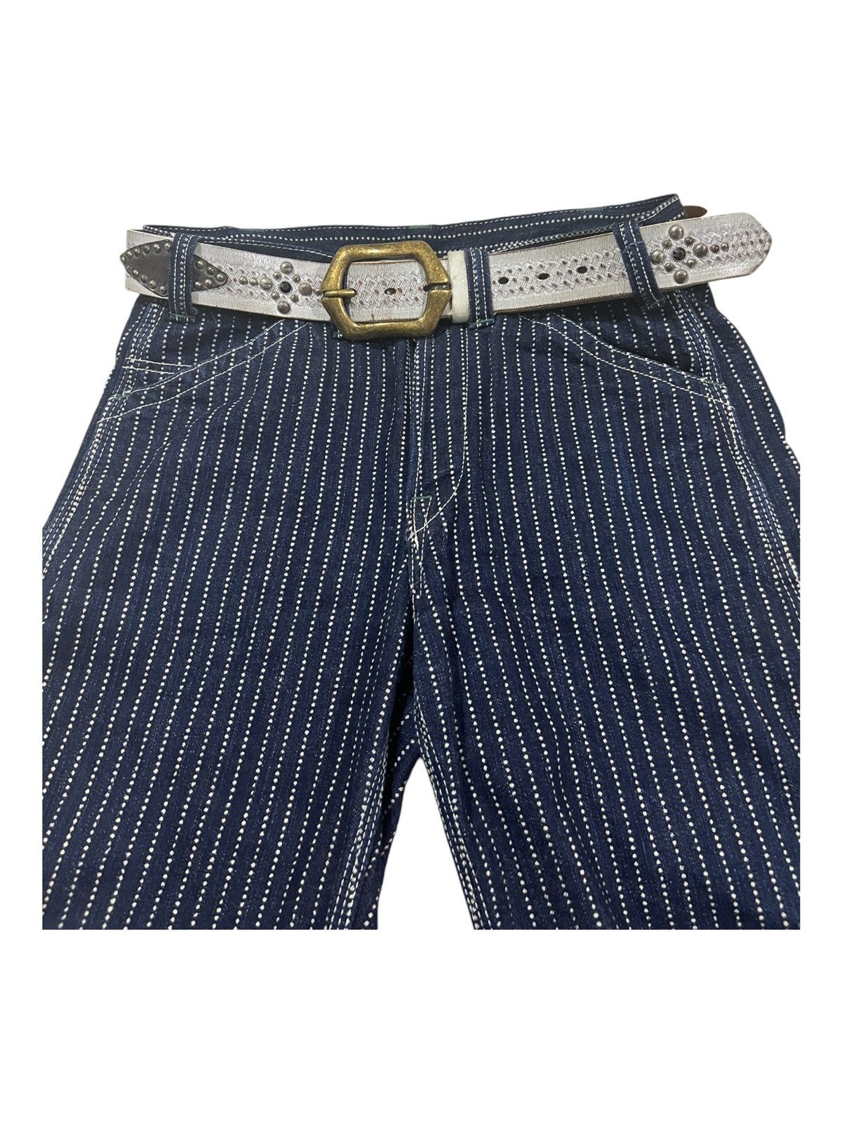 20471120 Vintage Genuine Leather Studded & Jeweled Brass Buckle Belt Size ONE SIZE - 5 Thumbnail
