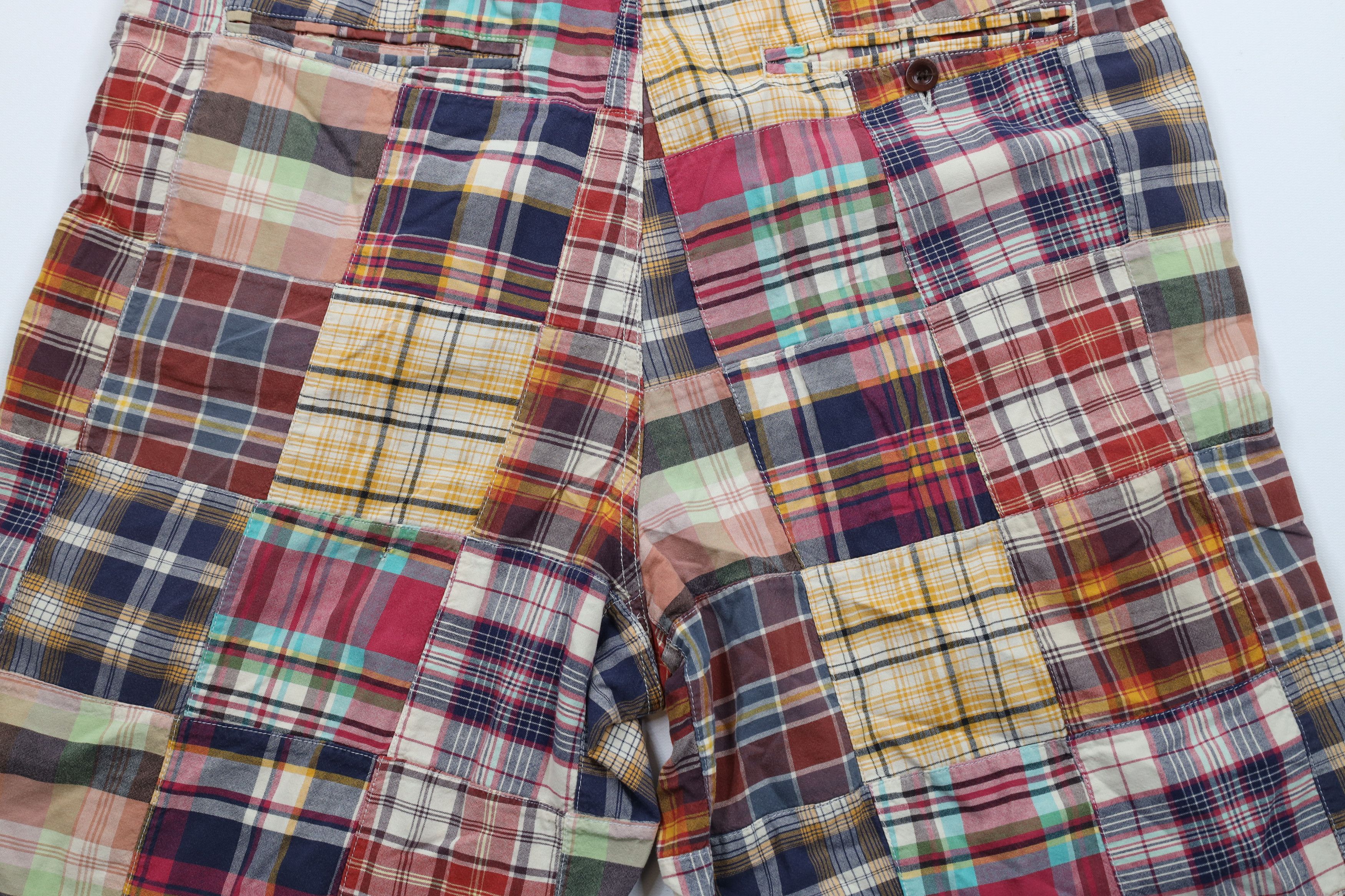 J.Crew × Vintage Vintage 90s Y2K J Crew Patchwork Rainbow Madras Shorts Size US 35 - 9 Thumbnail