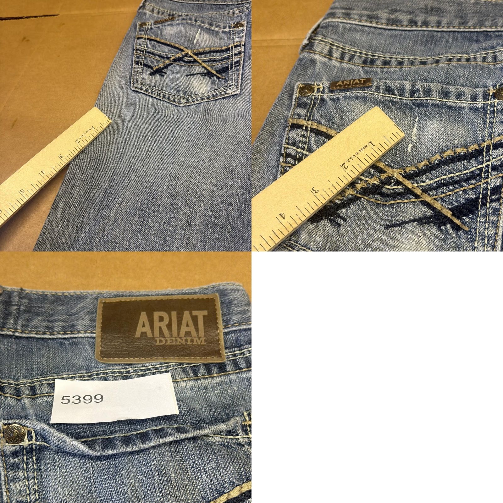 Ariat Ariat M5 Deadrun Arrowhead Straight Leg Jeans Mens 30x29 Blue Light Wash Denim Size US 30 / EU 46 - 11 Thumbnail