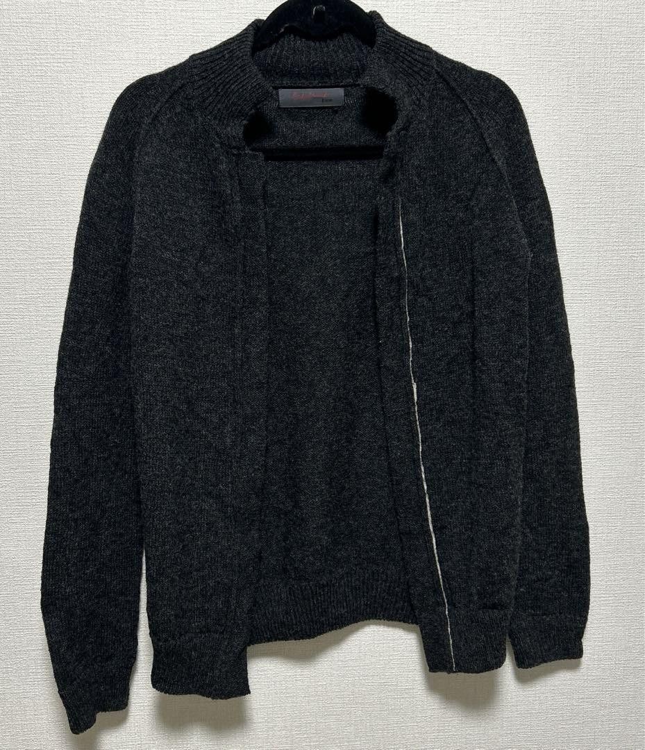 Yohji Yamamoto Contrast Seam Wool Raglan Knit Cardigan Size US M / EU 48-50 / 2 - 1 Thumbnail