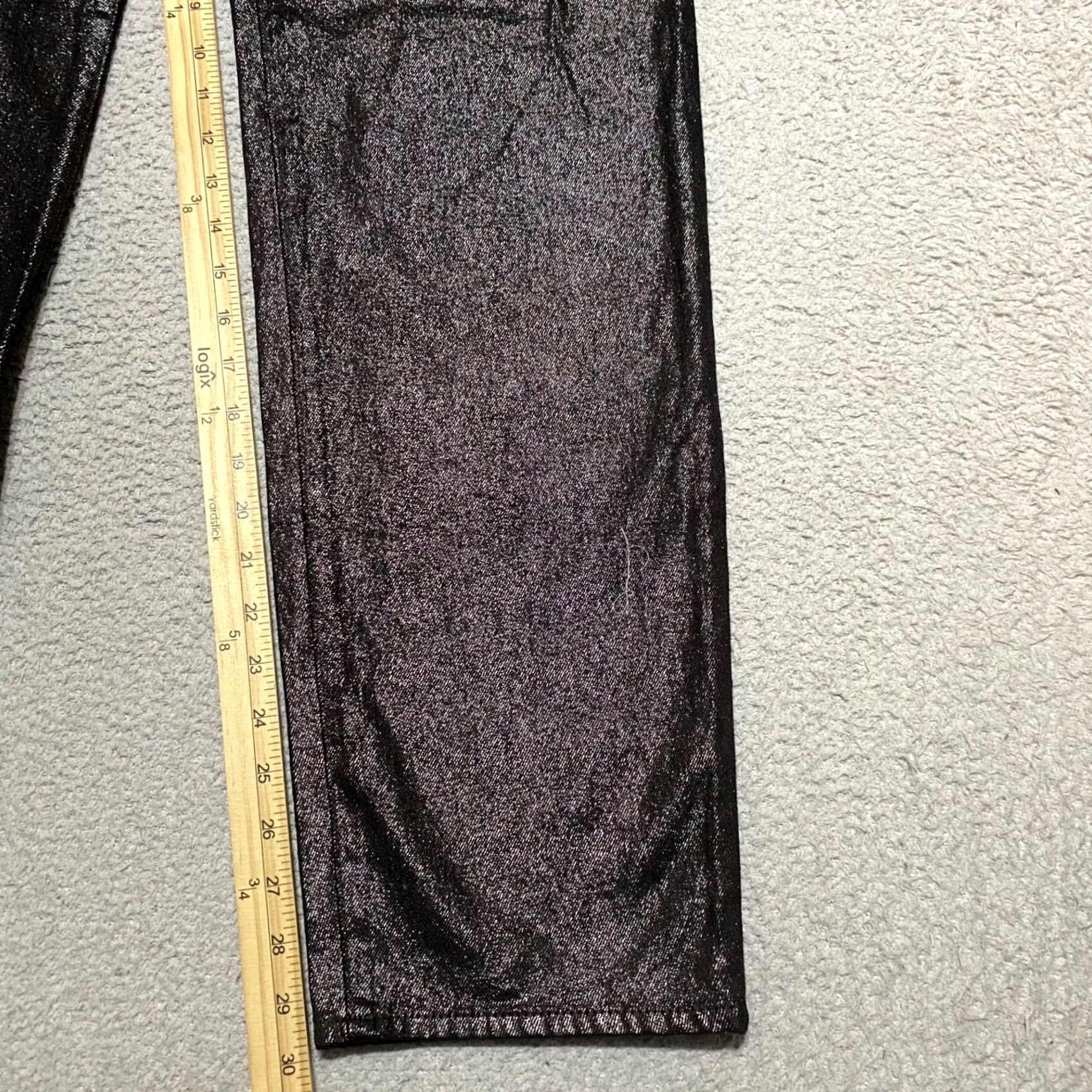 Old Navy VINTAGE Old Navy Jeans Womens 2 Shiny Black Dark Wash High Rise Loose Straight Size 26" / US 2 / IT 38 - 6 Thumbnail