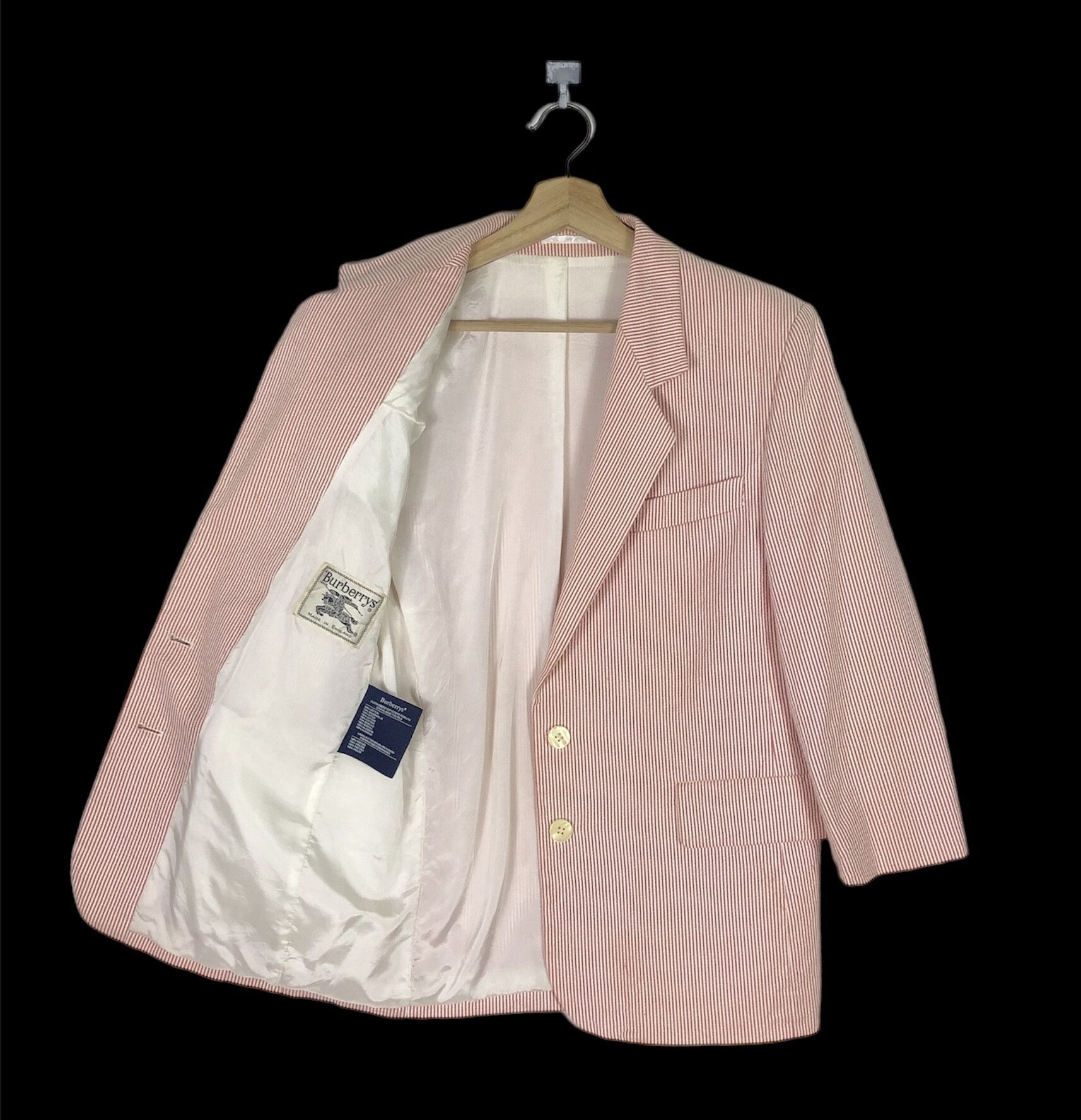 Burberry RARE🔥VINTAGE BURBERRYS MADE IN ENGLAND PINK HICKORY COAT Size S / US 4 / IT 40 - 1 Thumbnail