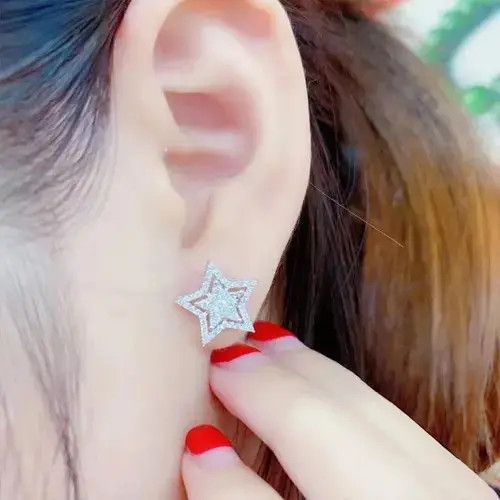 Vintage Zirconia Crystal Star Stud Earring (1pairs） Size ONE SIZE - 1 Thumbnail