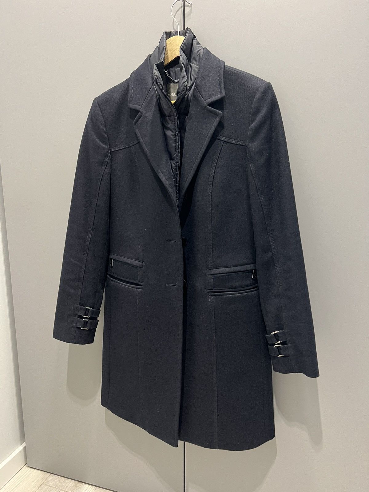 Other Mabrun Women’s Black Fitted Coat Wool Blend Jacket Removable Size M / US 6-8 / IT 42-44 - 2 Thumbnail
