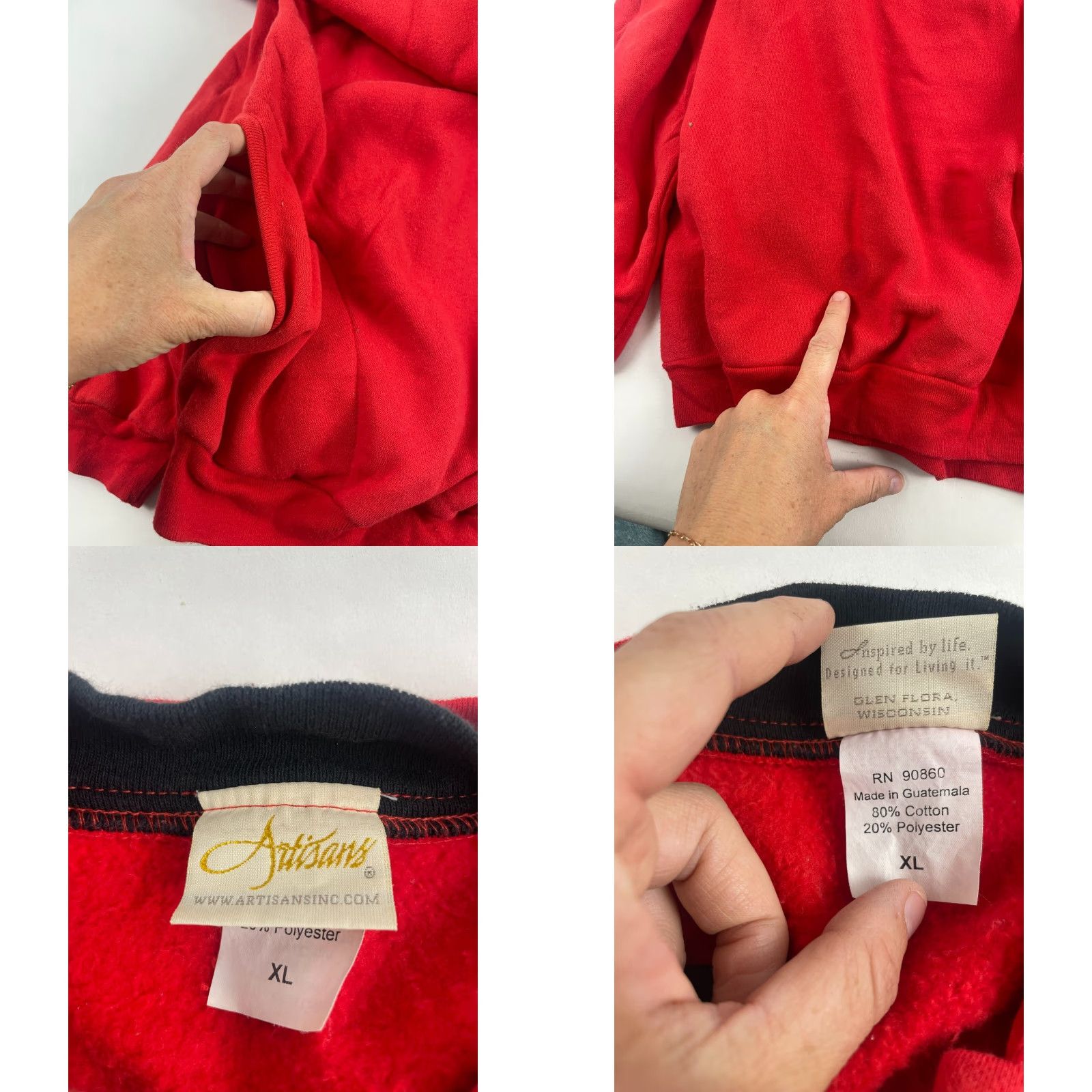 Vintage Artisan Jacket Women's XL Red Embroidered Bears Button Front Long Sleeve Military? No. Size XL / US 12-14 / IT 48-50 - 8 Thumbnail