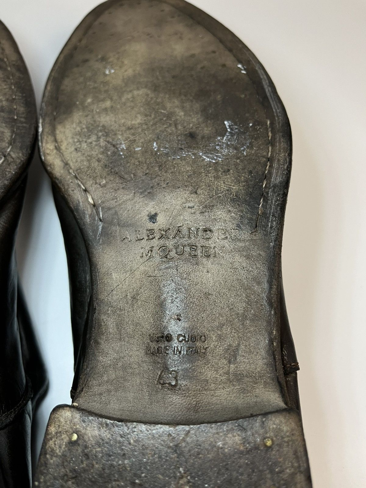 Alexander McQueen Alexander McQueen Burnished Espresso Leather Cap-Toe Oxfords Size US 10 / EU 43 - 4 Thumbnail