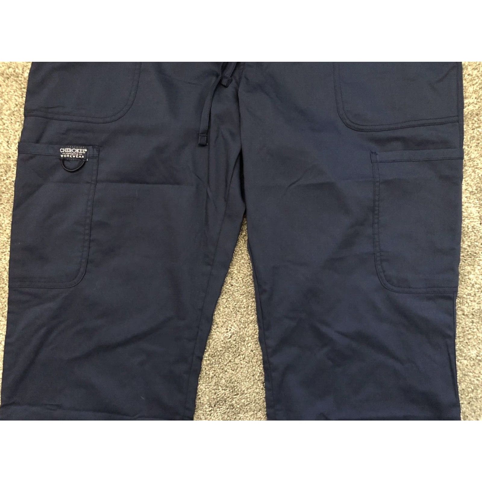 Cherokee Cherokee Workwear Revolution Scrub Pants WW120 Women's L Slight Flare Drawstring Blue Size 36" / US 14 / IT 50 - 6 Thumbnail
