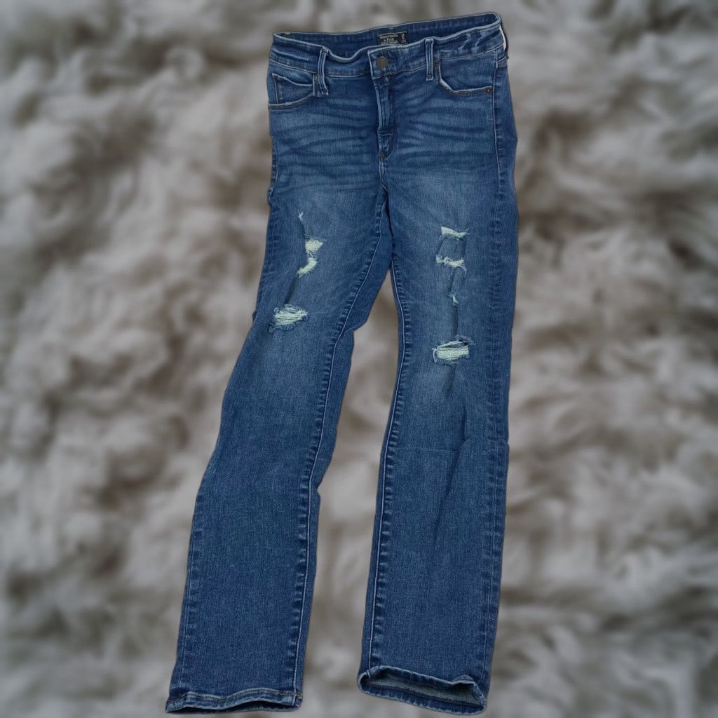 Abercrombie & Fitch Abercrombie & Fitch Simone High Rise Super Skinny Jeans Distressed Blue 27 Long Size 27" / US 4 / IT 40 - 1 Thumbnail