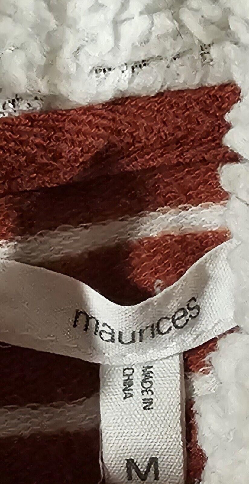 Designer Maurices red/orange striped sherpa hood hoodie Medium Size M / US 6-8 / IT 42-44 - 3 Thumbnail