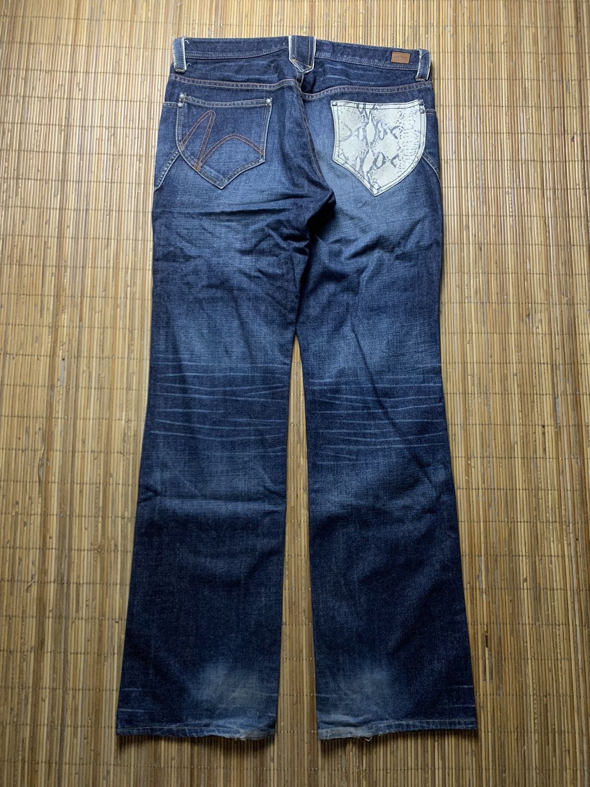 Image of If Six Was Nine x Le Grande Bleu L G B Nicole Club For Men Snake Skin Flared Jeans in Denim (Size 3