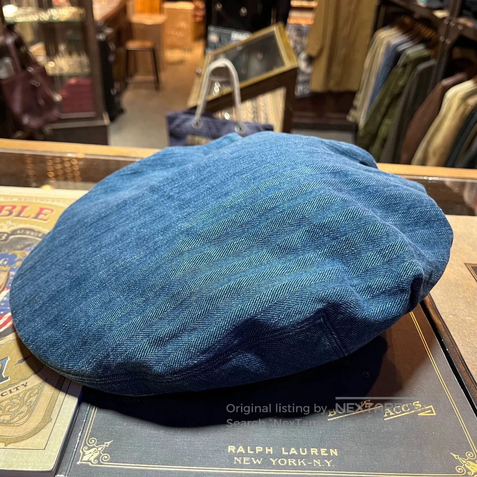 RRL Ralph Lauren RRL Blue Dyed Striped Beret Hat. Size ONE SIZE - 3 Thumbnail
