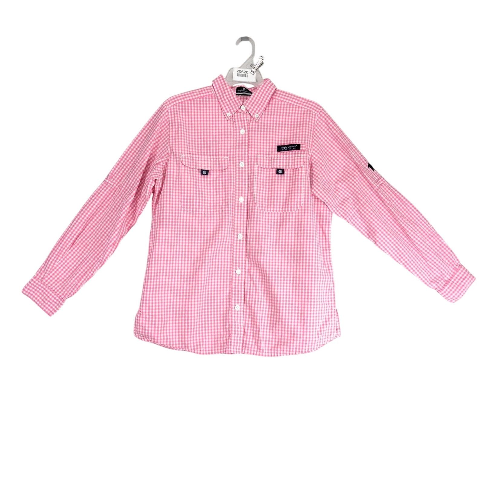 Other Simply Southern Pink Gingham Button Down Shirt Women's S Size S / US 4 / IT 40 - 1 Thumbnail