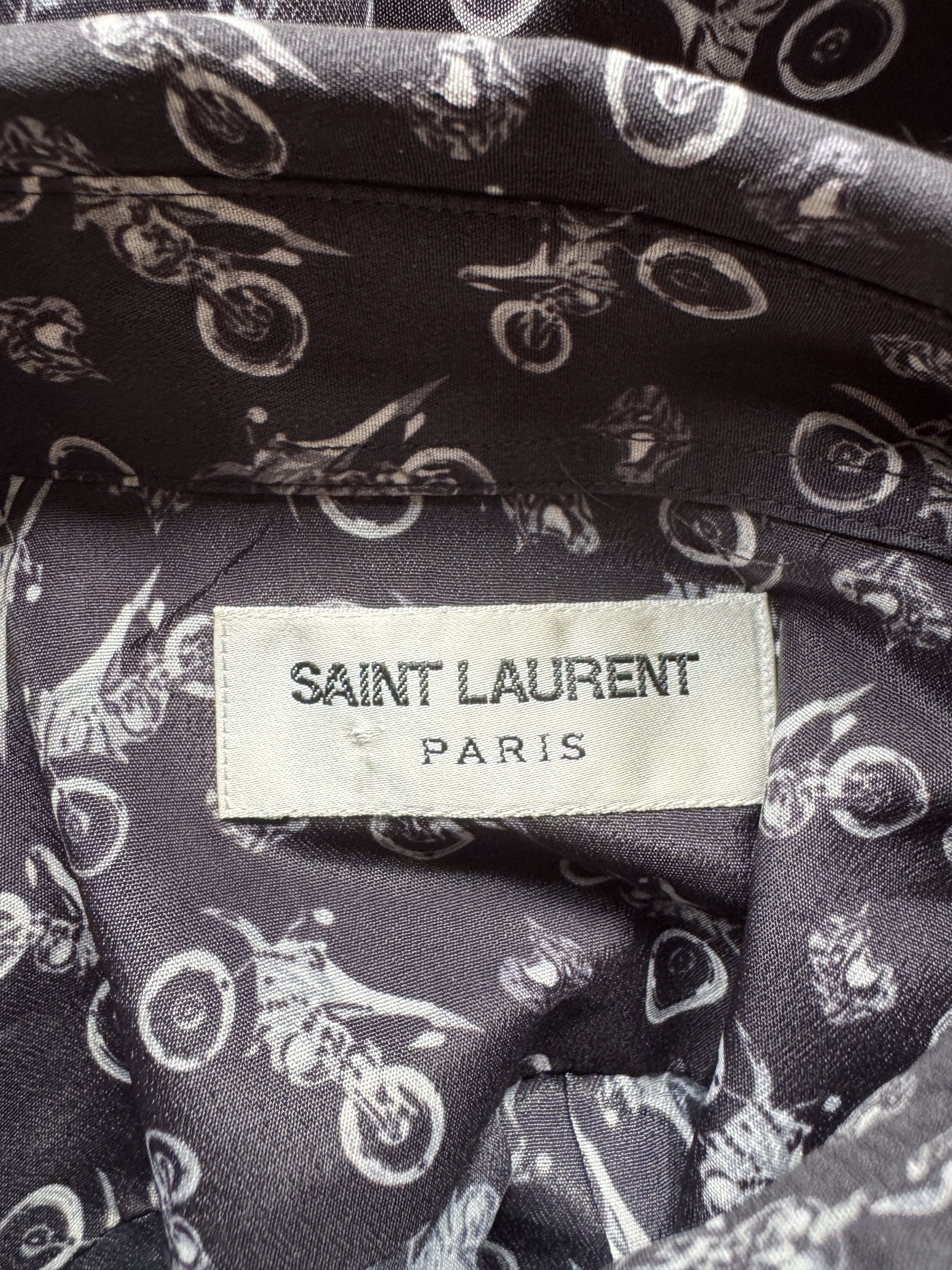 Saint Laurent Paris Motorcycle Graphic Silk Shirt Size US S / EU 44-46 / 1 - 13 Thumbnail