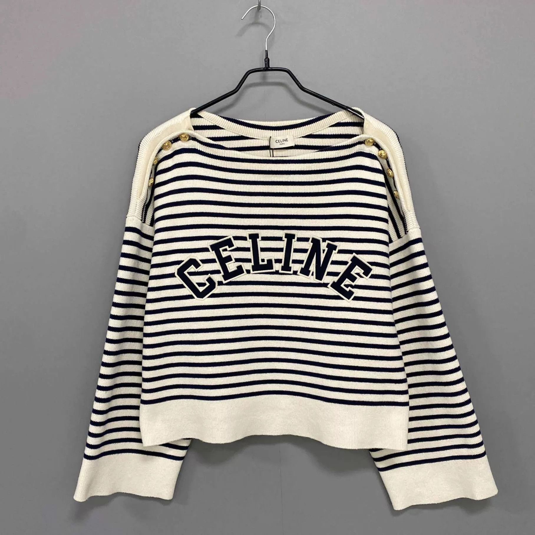 Celine Celine Striped Gold Buttons Sweater, Size M Size M / US 6-8 / IT 42-44 - 1 Thumbnail