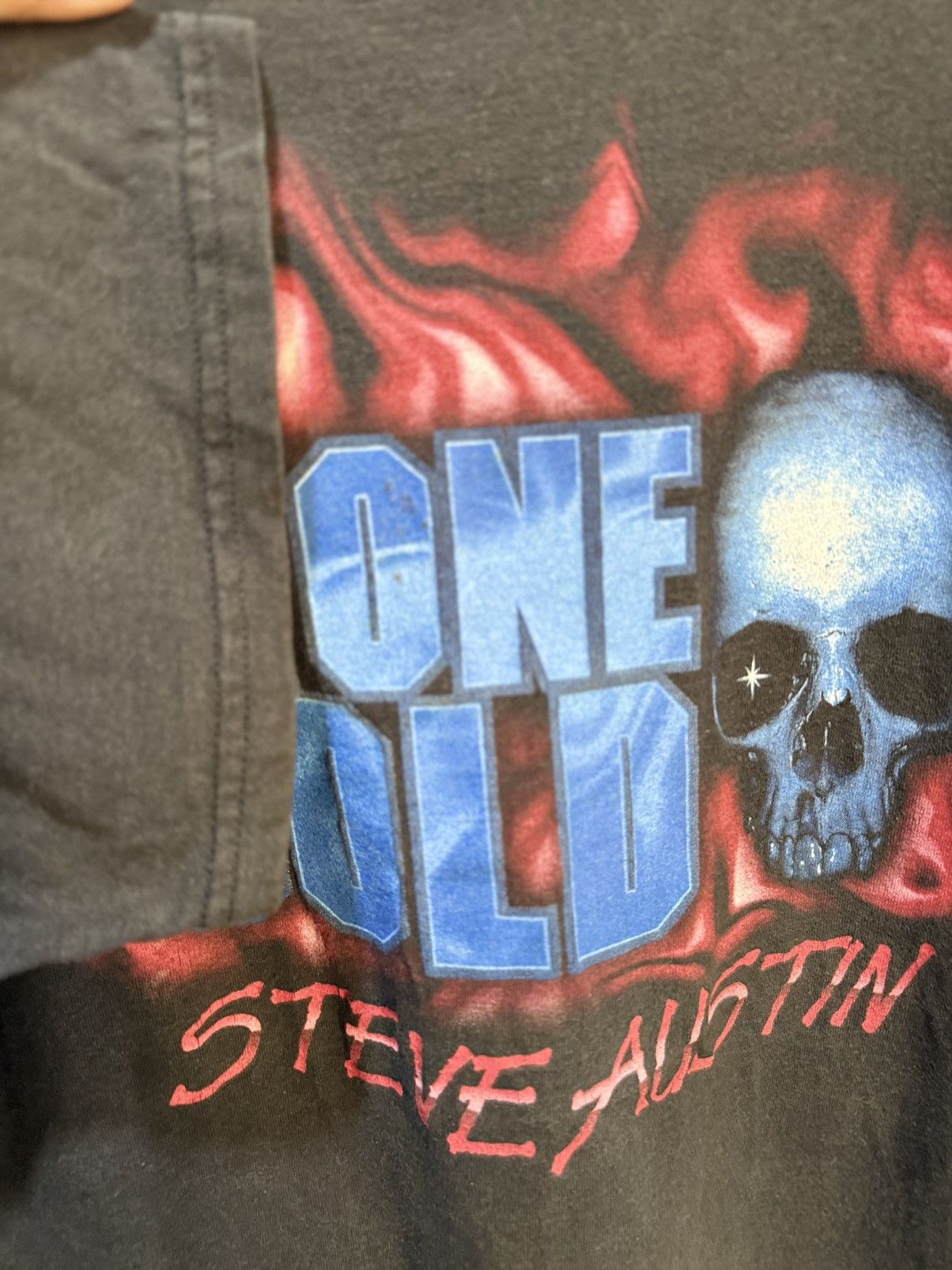 WWF Thrashed Vintage 90s Stone Cold Steve Austin Flame Sun Faded Size US XL / EU 56 / 4 - 10 Thumbnail
