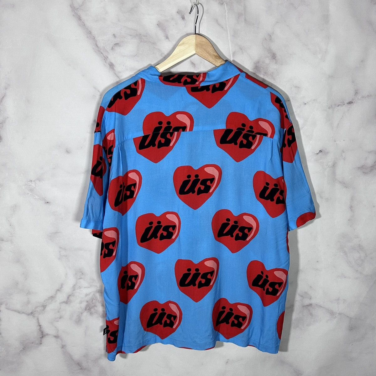 Cactus Plant Flea Market × Stussy Blue Heart Camp Collar S/S Shirt Size US M / EU 48-50 / 2 - 5 Thumbnail