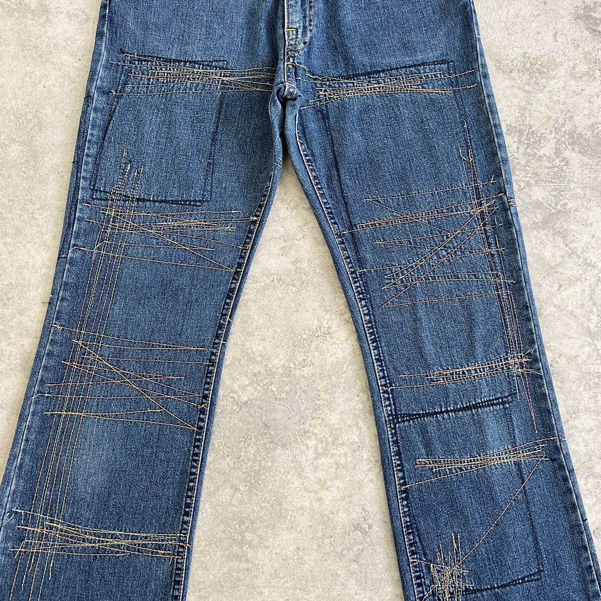 Hysteric Glamour × Vintage VTG 90’s HG Artisanal Zigzag Flared Denim Jeans Size US 27 - 4 Thumbnail