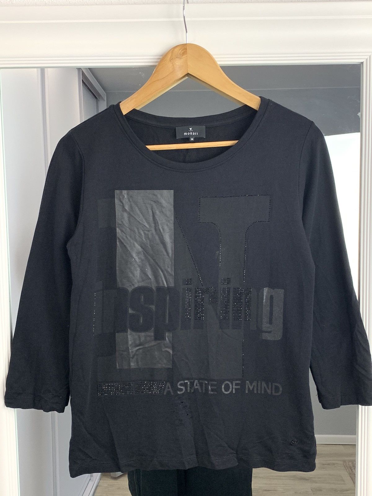 Other Monari Longsleeve T-Shirt Tee Big Logo Black Size France 38 Size S / US 4 / IT 40 - 4 Thumbnail