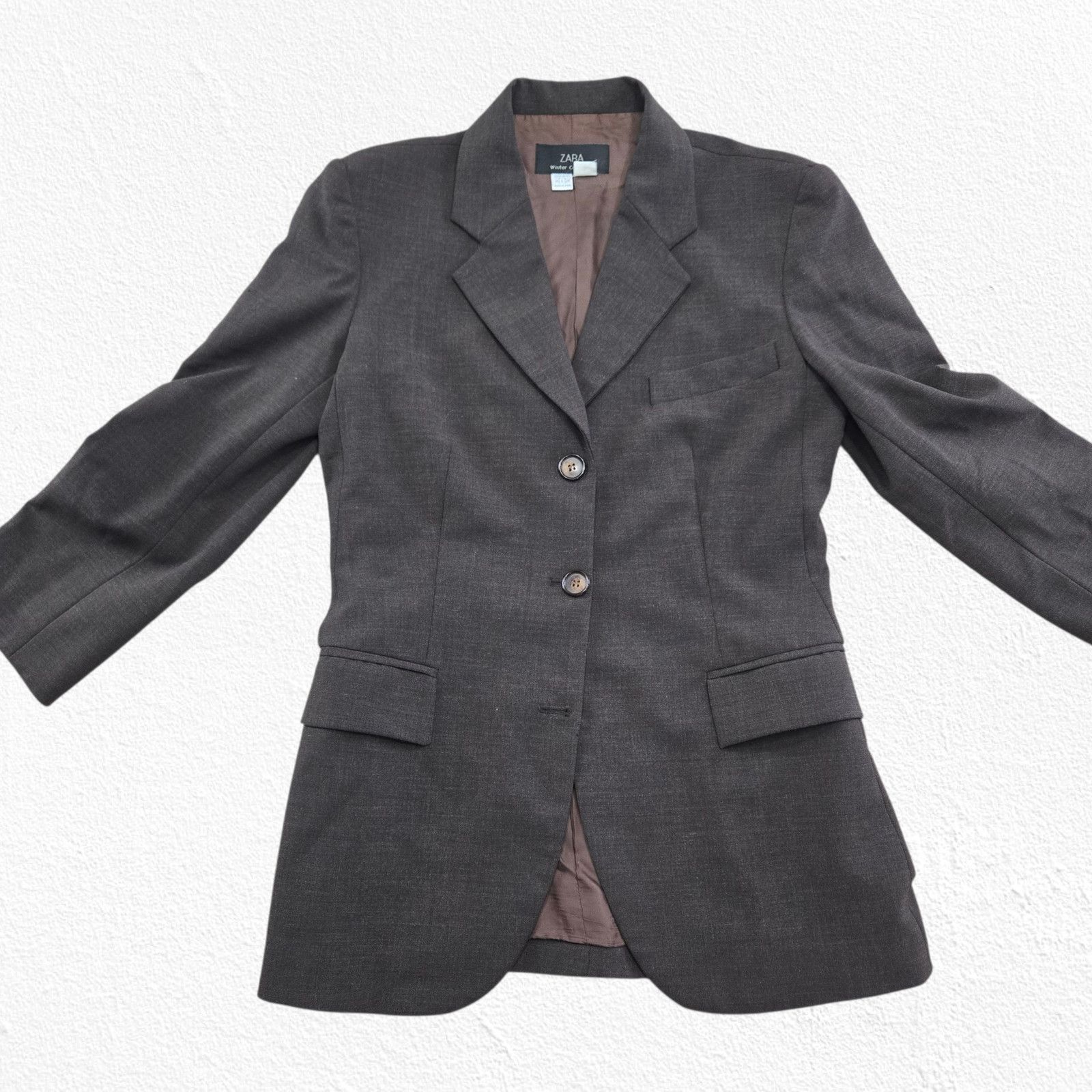 Zara Vintage Zara Brown Single Breasted Wool Blend Blazer Size 6 Size M / US 6-8 / IT 42-44 - 6 Thumbnail