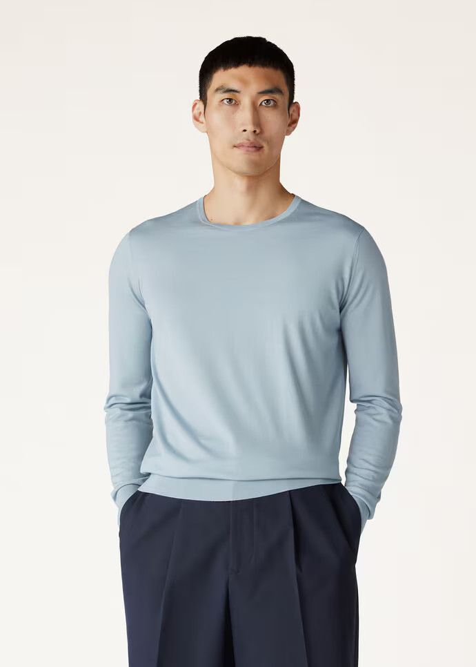 Loro Piana o1w1db10724 Crewneck T-Shirt in Light Blue Size US XL / EU 56 / 4 - 6 Thumbnail