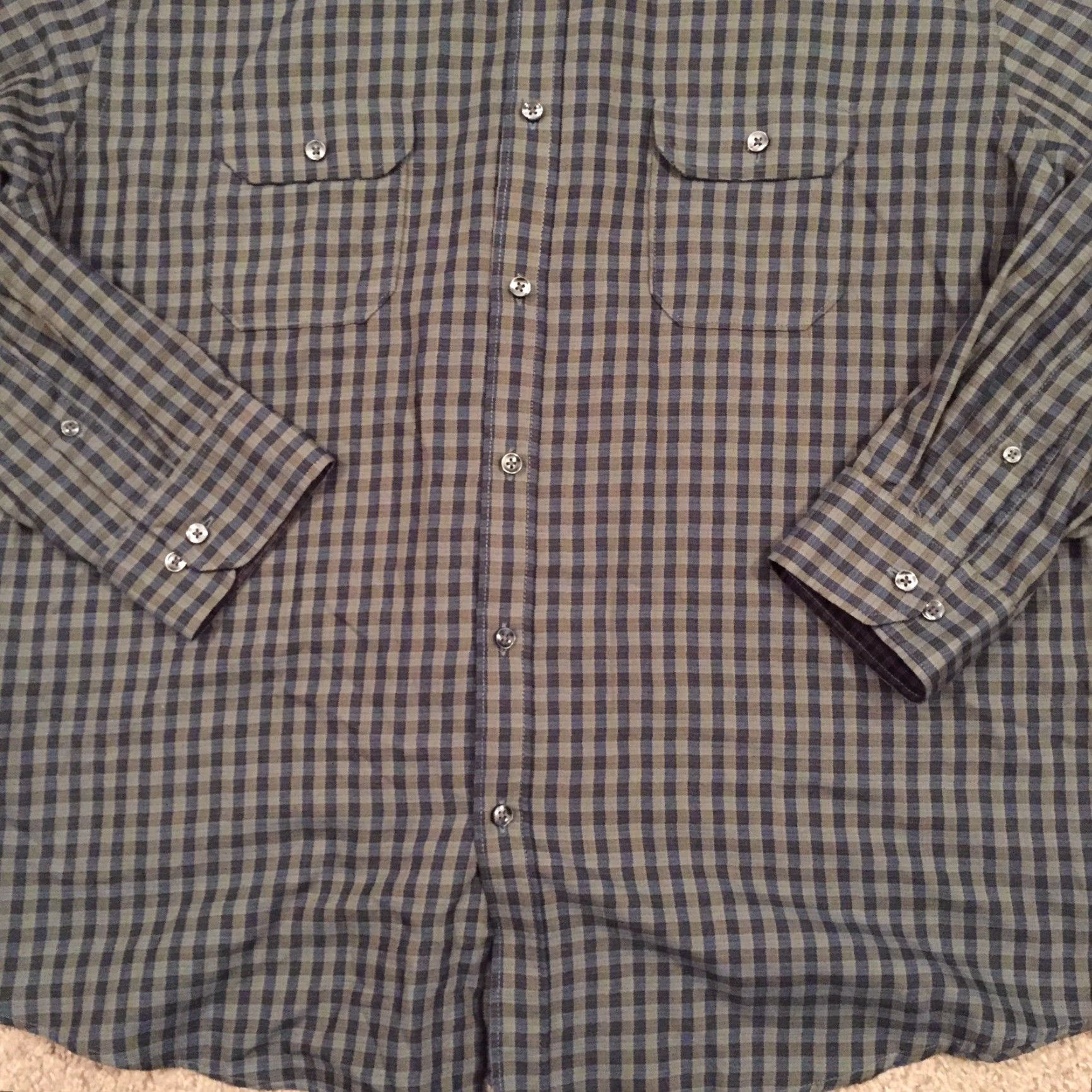 Van Heusen Van Heusen Shirt Mens XL Blue Plaid Long Sleeve Button-Up Pockets Size US XL / EU 56 / 4 - 4 Thumbnail