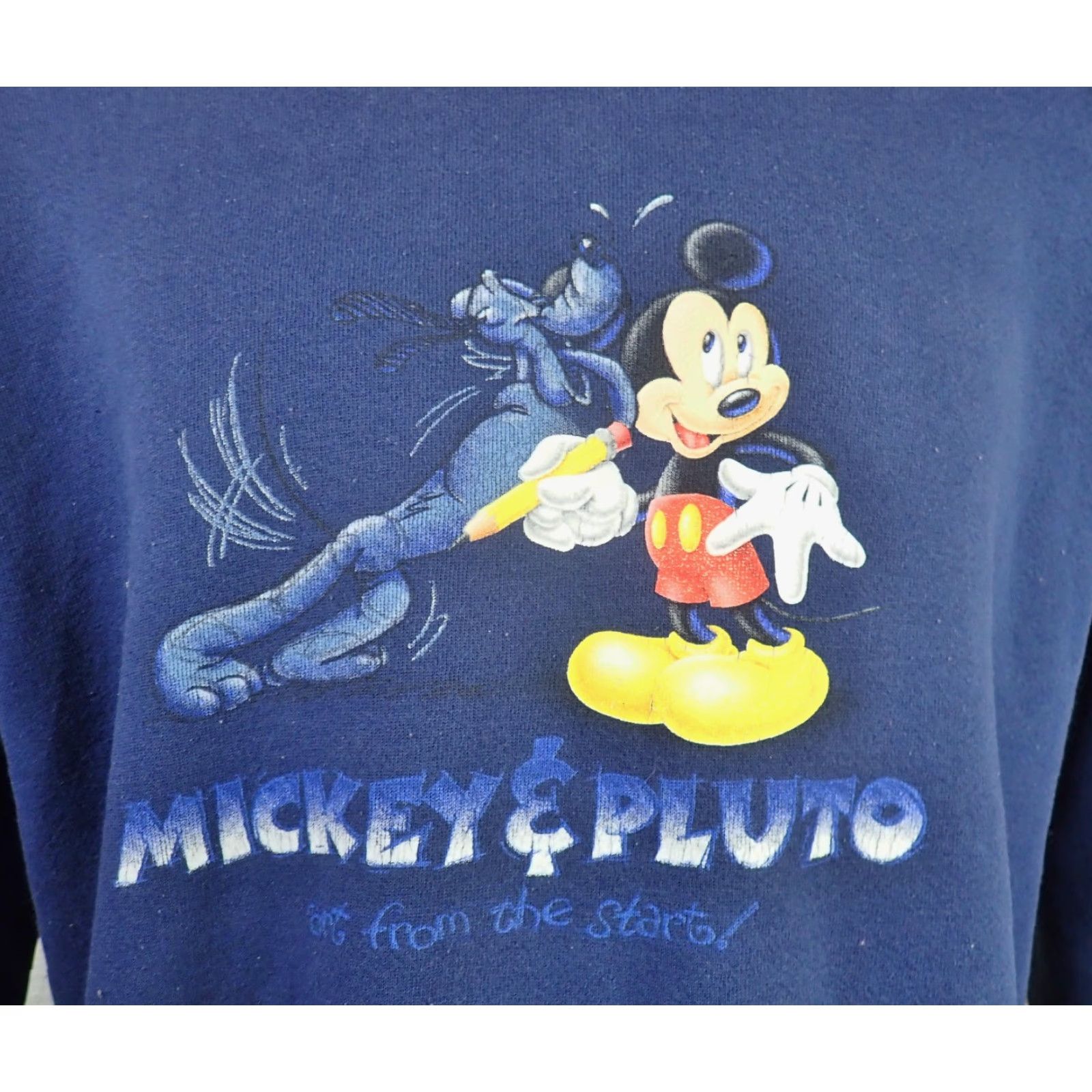 Disney VINTAGE DISNEY Sweatshirt Mens M Navy Mickey Mouse & Pluto 90's Made in USA Size US M / EU 48-50 / 2 - 2 Thumbnail