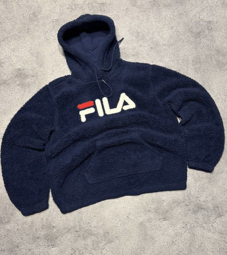 Fila × Vintage 🦕 Vintage Hoodie Fila Big Logo Teddy Fleece Size US XL / EU 56 / 4 - 1 Thumbnail