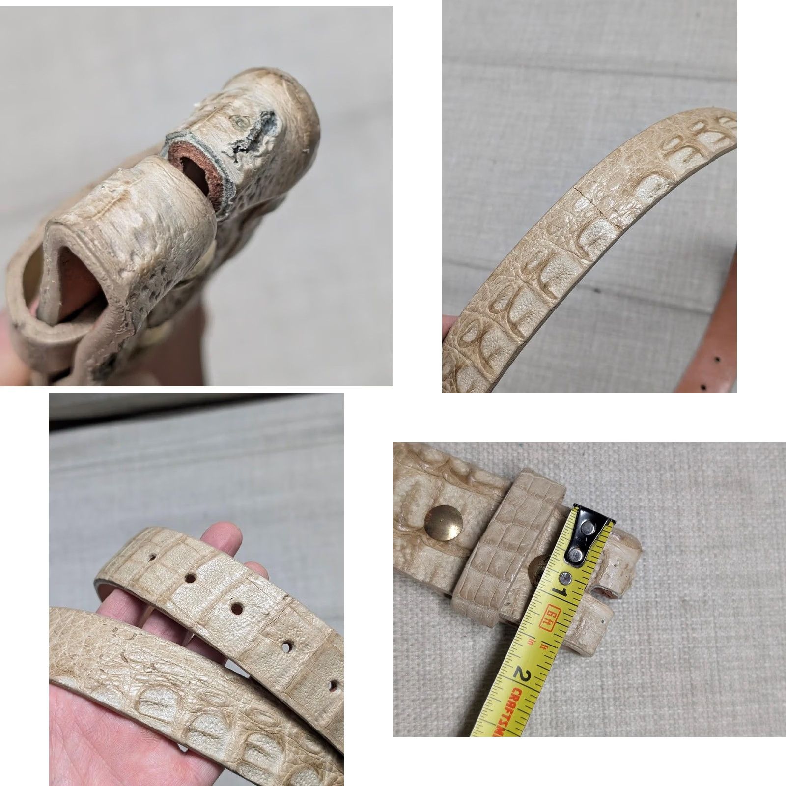 Vintage VINTAGE USA made GENUINE CROCODILE buckle belt 34 leather lined WESTERN cowboy Off-White Mens Size 34 - 8 Thumbnail
