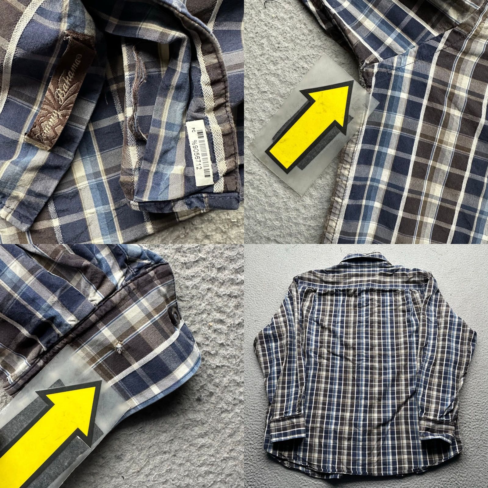 Tommy Bahama Tommy Bahama 100% Silk Long Sleeve Button Down Dress Shirt Mens Large Plaid Navy Shirt Size 42R - 8 Thumbnail