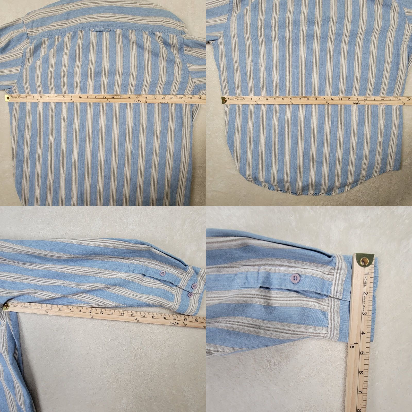 Wrangler Wrangler Shirt Mens Blue White Striped Long Sleeve Button Down Collared Large Casual Cowboy Pockets Size US L / EU 52-54 / 3 - 8 Thumbnail