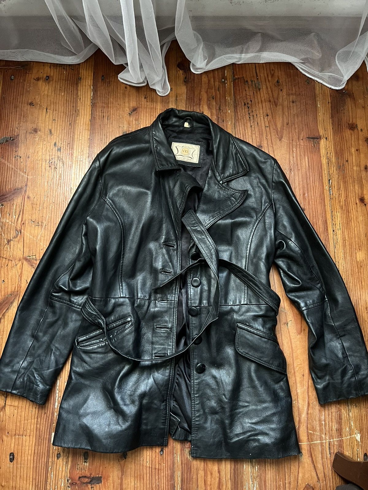 Genuine Leather × Leather Leather couch long jacket Size L / US 10 / IT 46 - 1 Thumbnail
